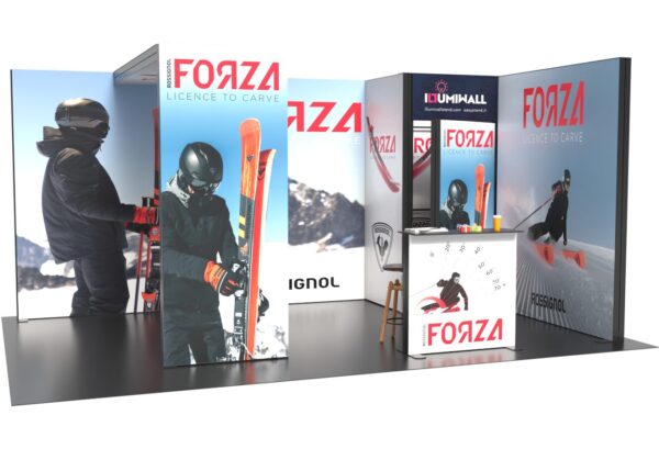 Stand Angolare con sgabuzzino, ponte e desk 500x300x250h - immagine 5
