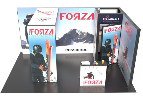 Stand Angolare con sgabuzzino, ponte e desk 500x300x250h - immagine 2